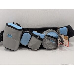 Baby Bandolier Wearable Diaper Bag Organizer Gray Blue Hands-Free NWT